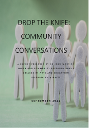 People figures with Drop the Knife Save a life Community Converstations September 2022